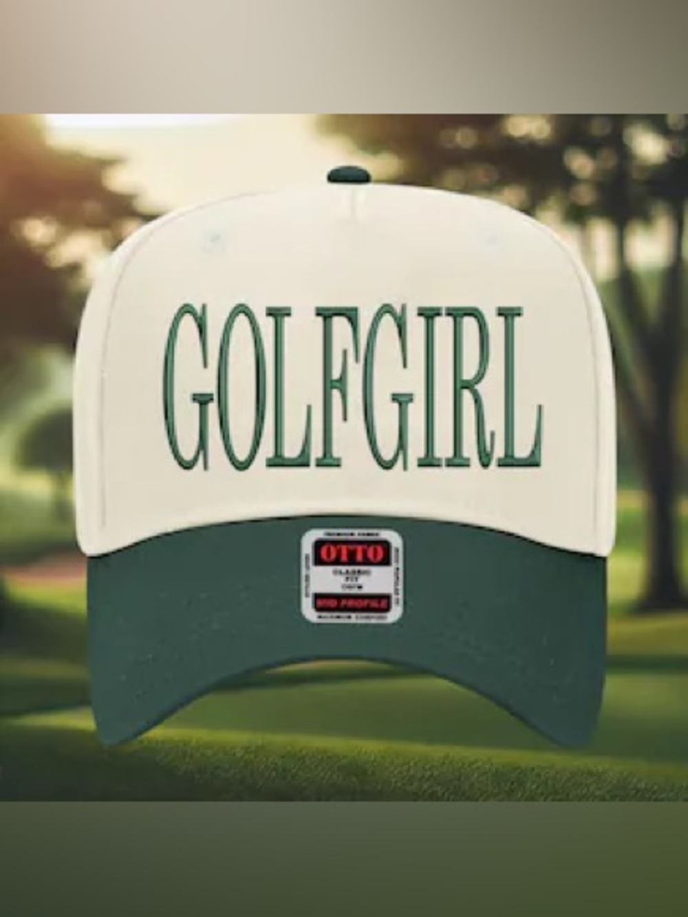 OTTO GOLFGIRL Two-Tone Trucker Hat - Cream & Forest Green